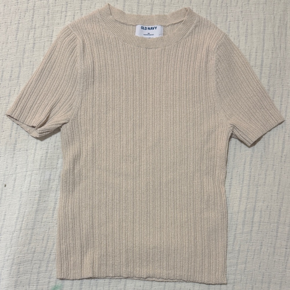 Old Navy Ribbed Knit Top in Beige